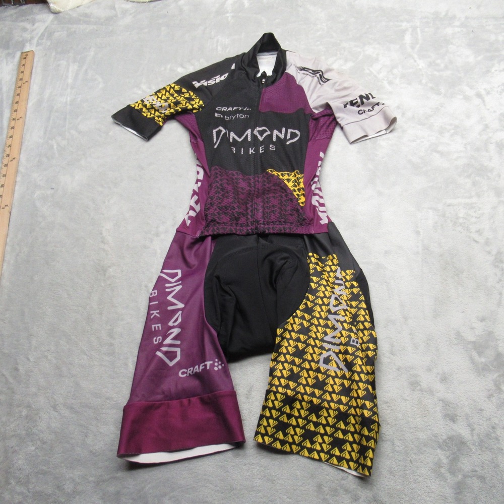 Craft Cycling Triathlon Suit Jersey Womens Small Purple Diamond Padded Full Zip - Picture 2 of 15